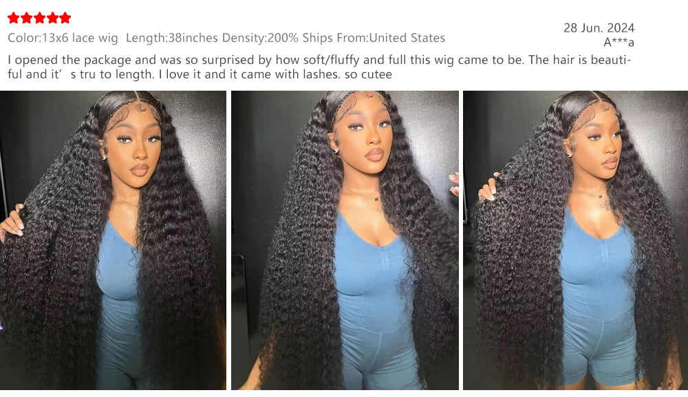 40 46 Inch Deep Wave 13x6 13x4 Lace Front Human Hair Wig 200% Remy Curl 360 Full Lace Frontal Wig Human Hair For Black Women