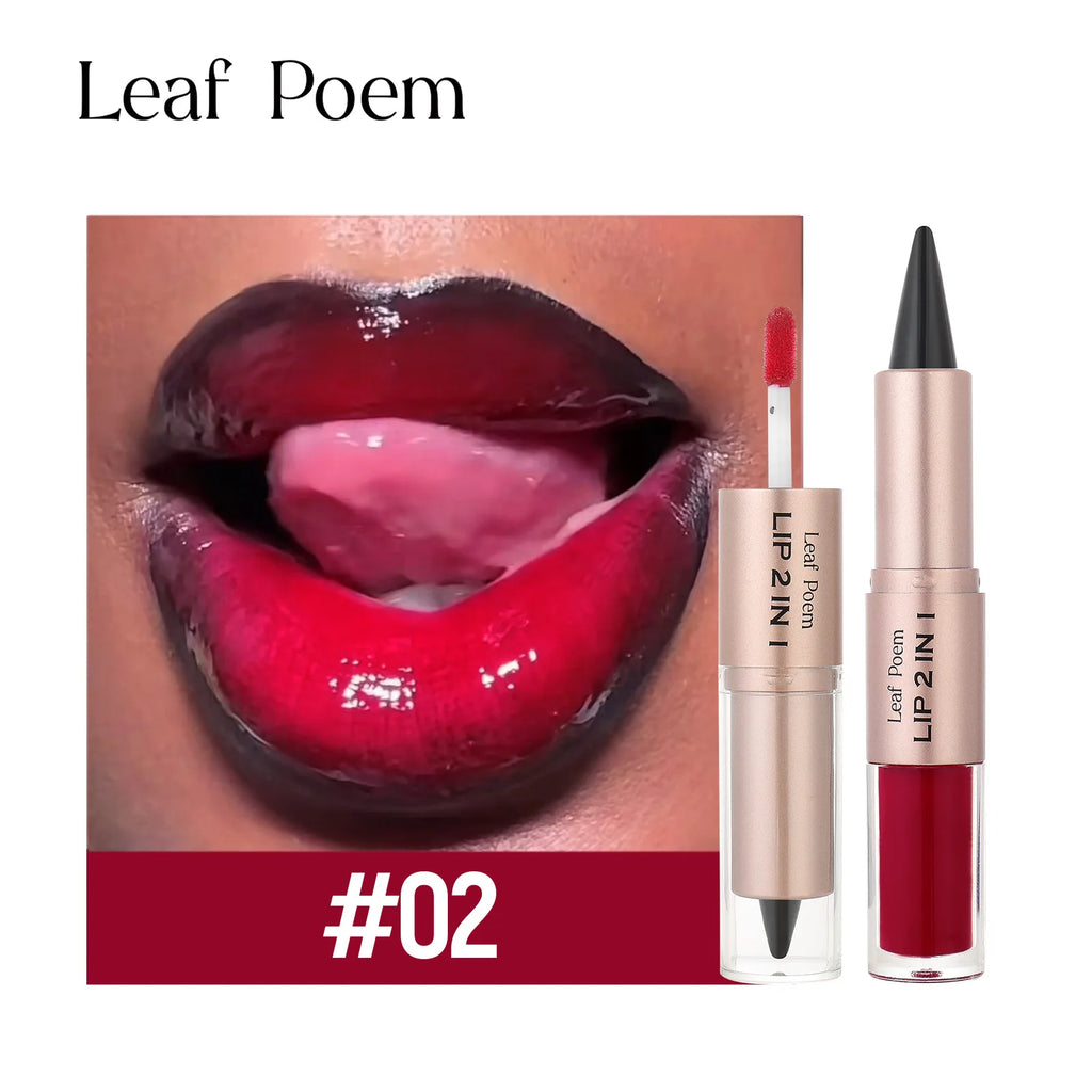 Black Brown Tapered Lip Liner Contour Pencil Double Head Mirror Plumping Lip Glaze Crystal Gloss Sexy Red Lips Tint Makeup New