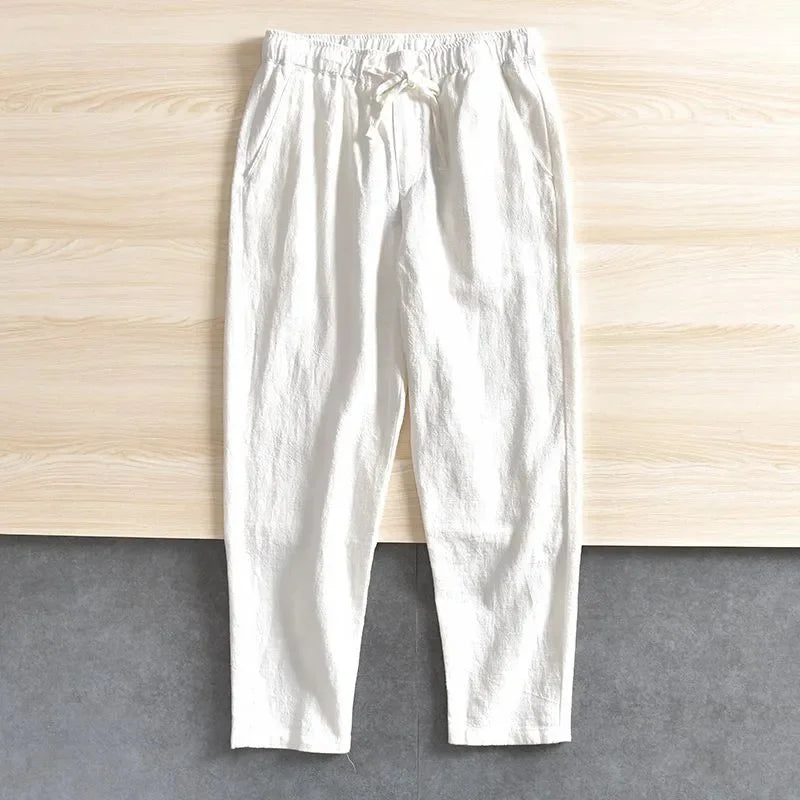 Men's Casual Pants Baggy Streetwear Men Joggers Cotton Linen Sports Trousers Long Straight Pants for Men
