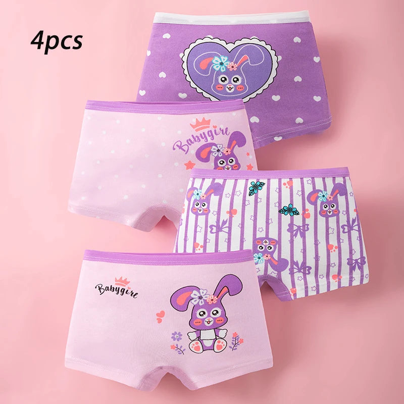 3-8 Years Old Kid's Boxer Underwear 100% Cotton Baby's Class A 100% Cotton Yound Children's Girls' Brief 4 Pcs a Lot