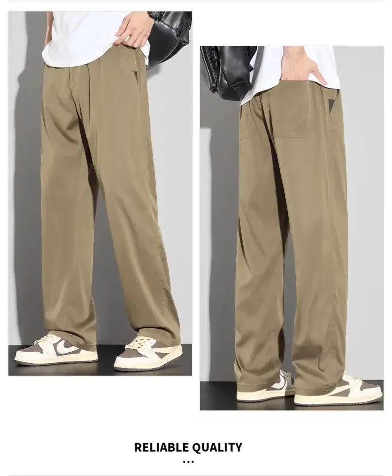 2026 Thin Summer New Men's Soft Lyocell Casual Pants Comfortable Fashion Solid Color Simple Male Trousers Brand Clothing