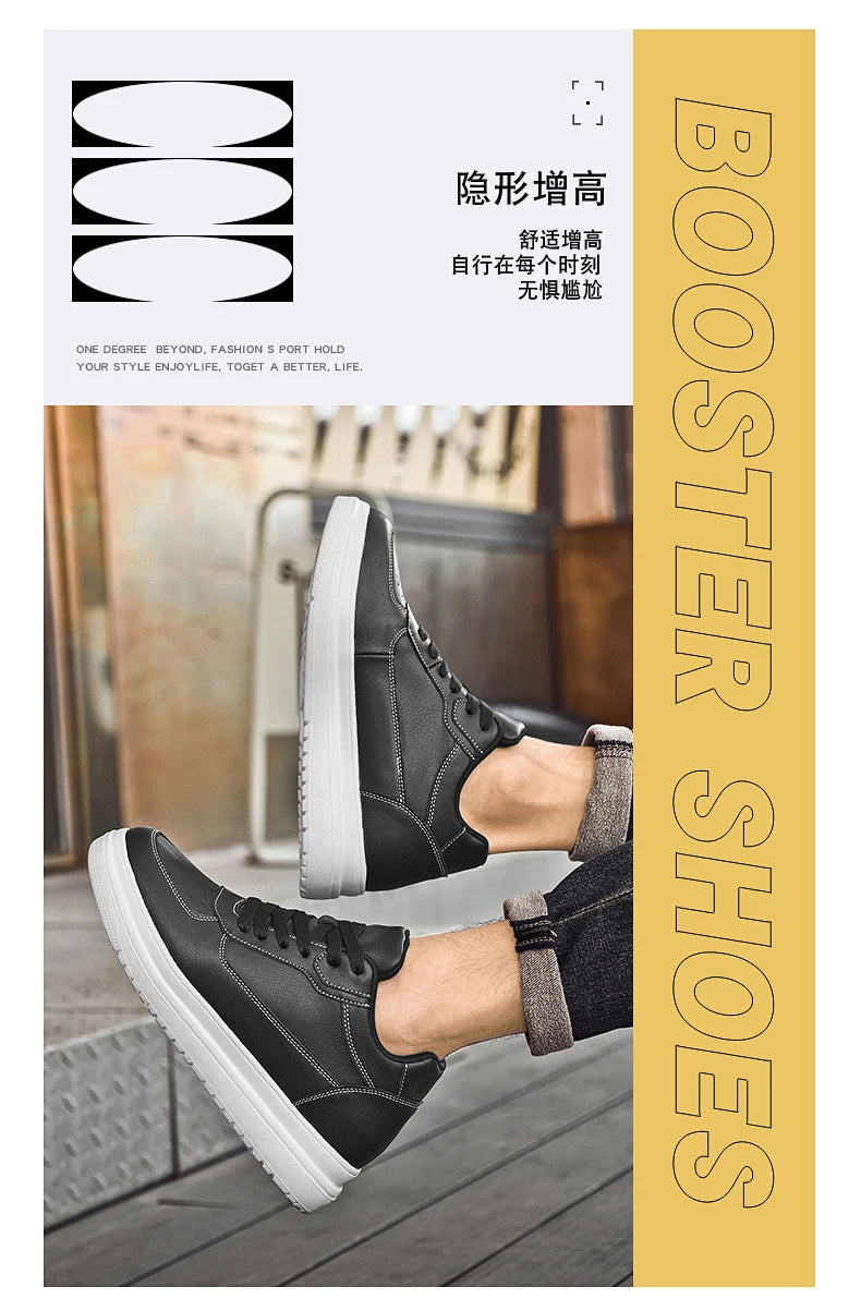 New Invisible Height-increasing Shoes for Men, 6CM-8CM-10CM Sports Shoes,White Leather Sports Shoes for Men,Enlarged Sizes 36-46