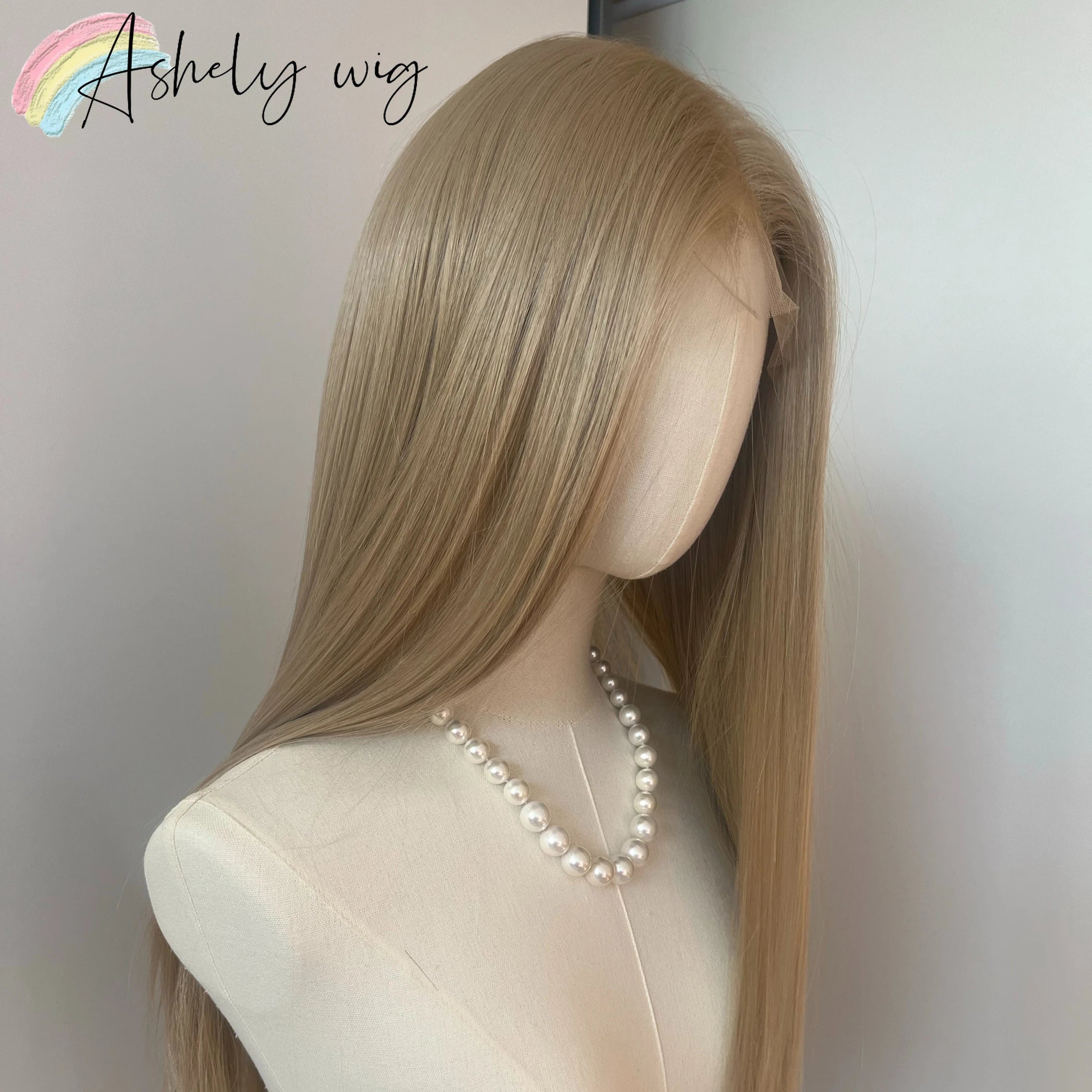 Ashely Platinum Blonde Wig 26inch 13x4 Lace Front Wig Long Straight Synthetic Lace Wigs High temperature Fibers for Cosplay