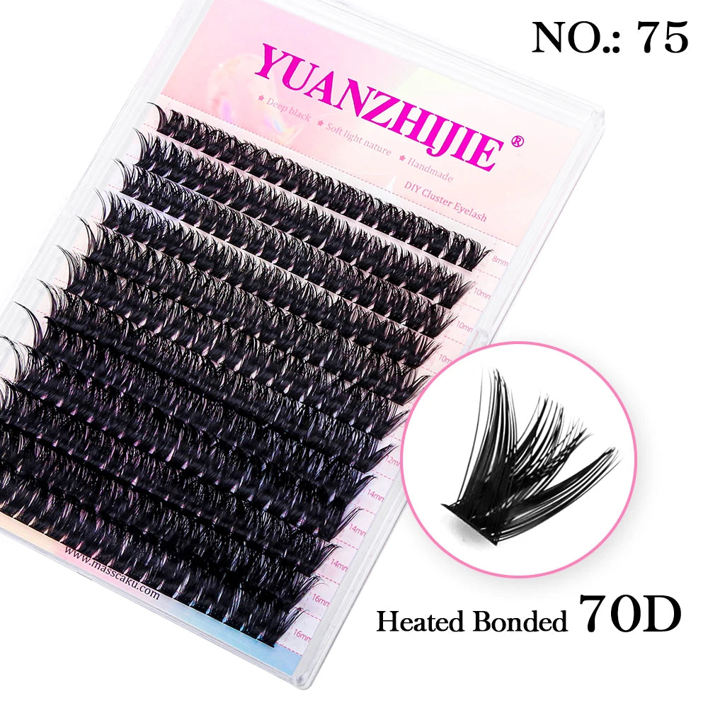YUANZHIJIE DIY Cluster Eyelash Extension 12lines Dovetail Segmented Lashes Natural Lighter Bundle Makeup Supplies
