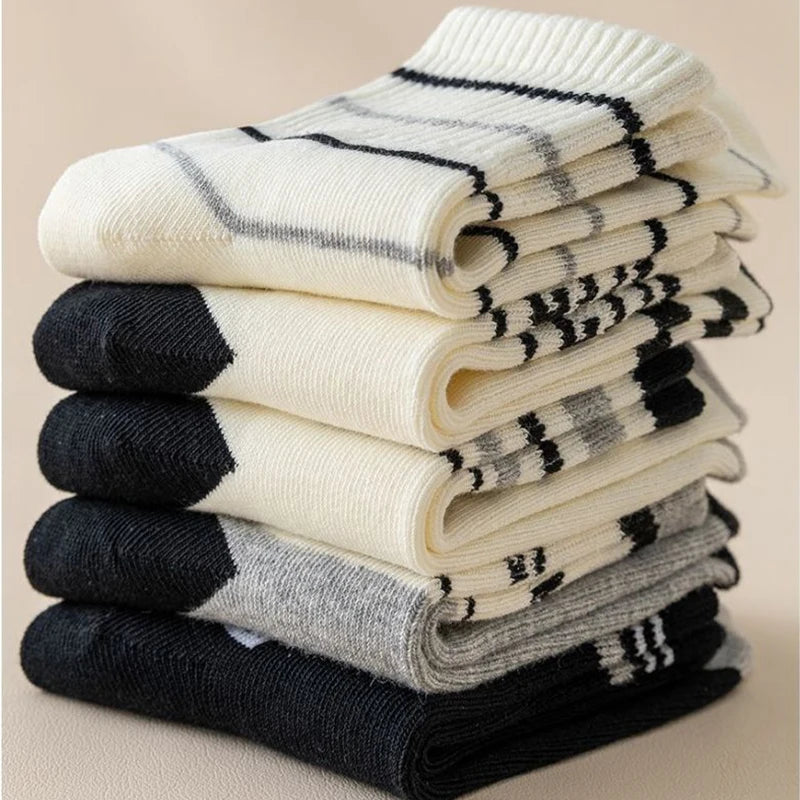 5 Pairs Letter Children Boys Sports Socks High Quility Cotton Combed Comfortable Soft Sweat Absorbing Elastic Mid-calf Kids Sock