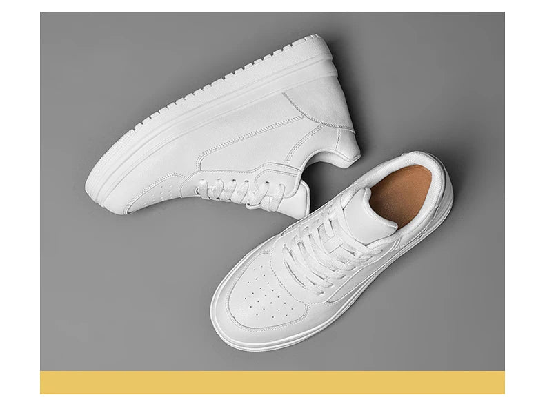 New Invisible Height-increasing Shoes for Men, 6CM-8CM-10CM Sports Shoes,White Leather Sports Shoes for Men,Enlarged Sizes 36-46