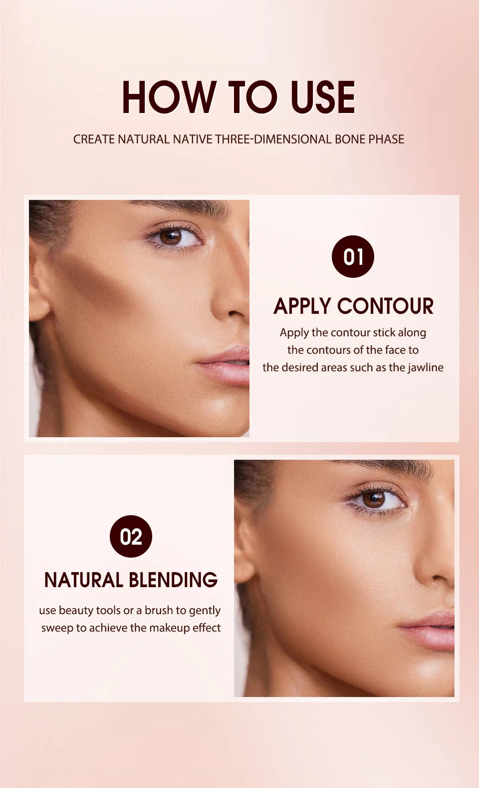 O.TWO.O Contour Stick Cream Long-wear Lightweight Brighten Stick Easy to Sculpt Face Concealer Bronzer Contouring Makeup Pen