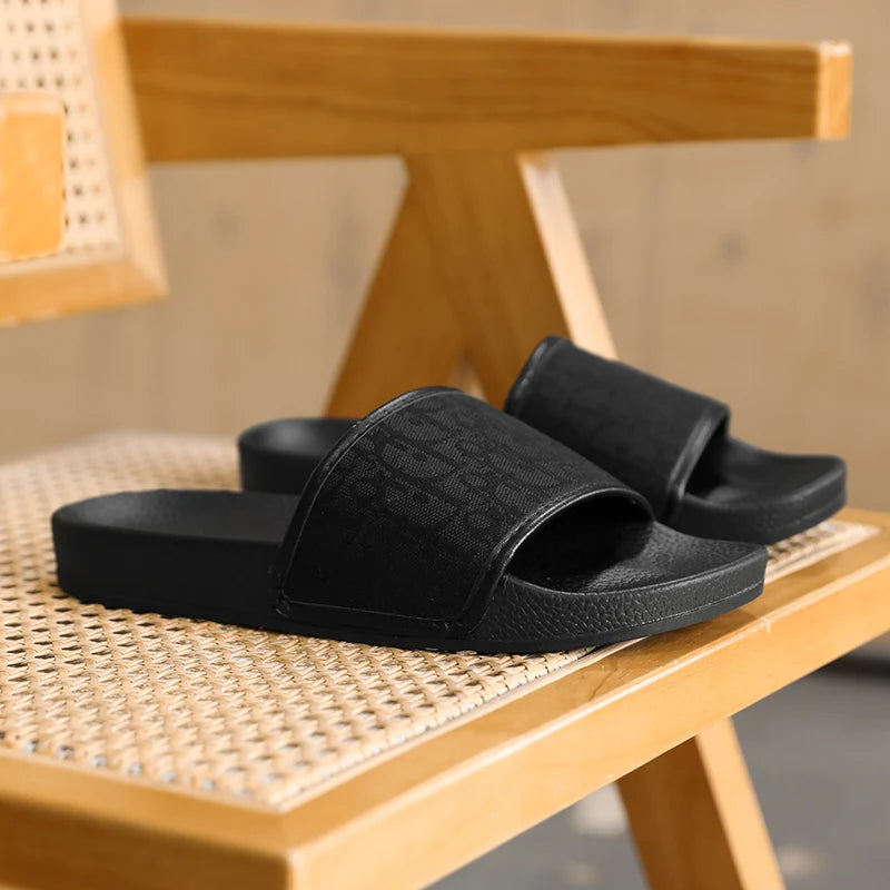Men's Home Slippers Lightweight Summer New Style Flat and Worn Casual Retro Patterned Anti-slip Quick-drying Sandals