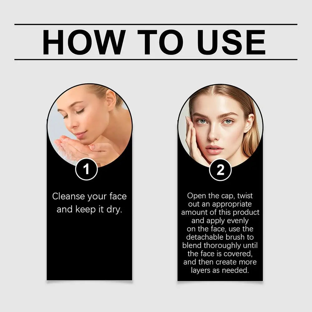 Lightweight Korean Changing Foundation Stick Hydrating Non-Sticky 20H Long-Wear Brightening Built-in Brush for All Skin Types