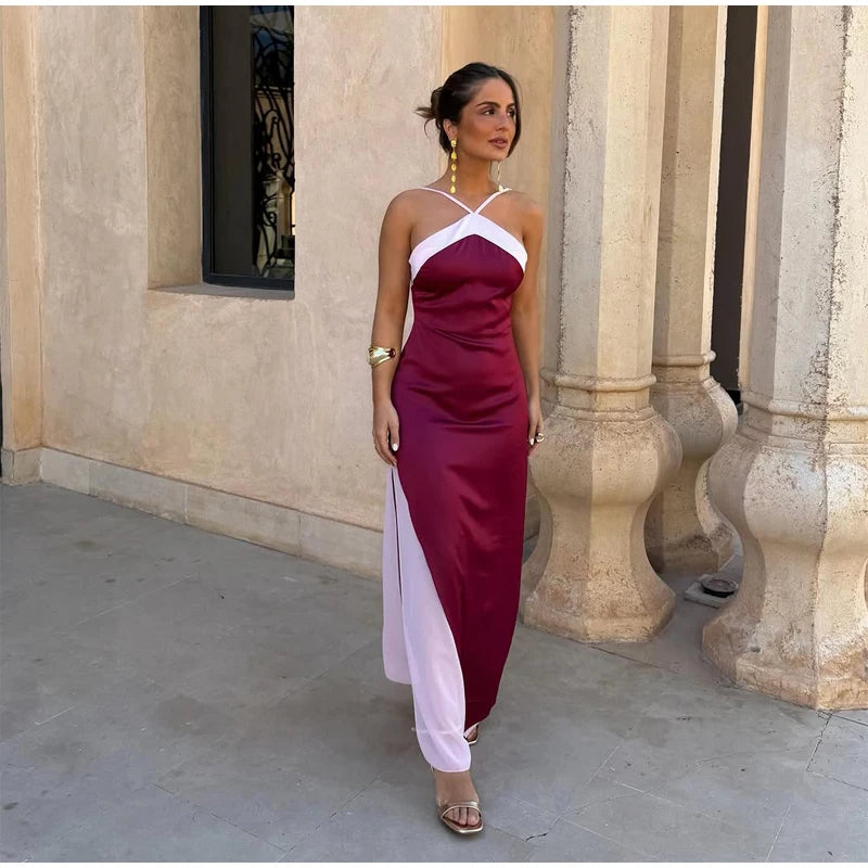 Solid Color Strapless Ribbon Women Summer Dress Sexy Sleeveless Backless High Waist Slim Maxi Vestidos 2026 Lady Vacation Outfit