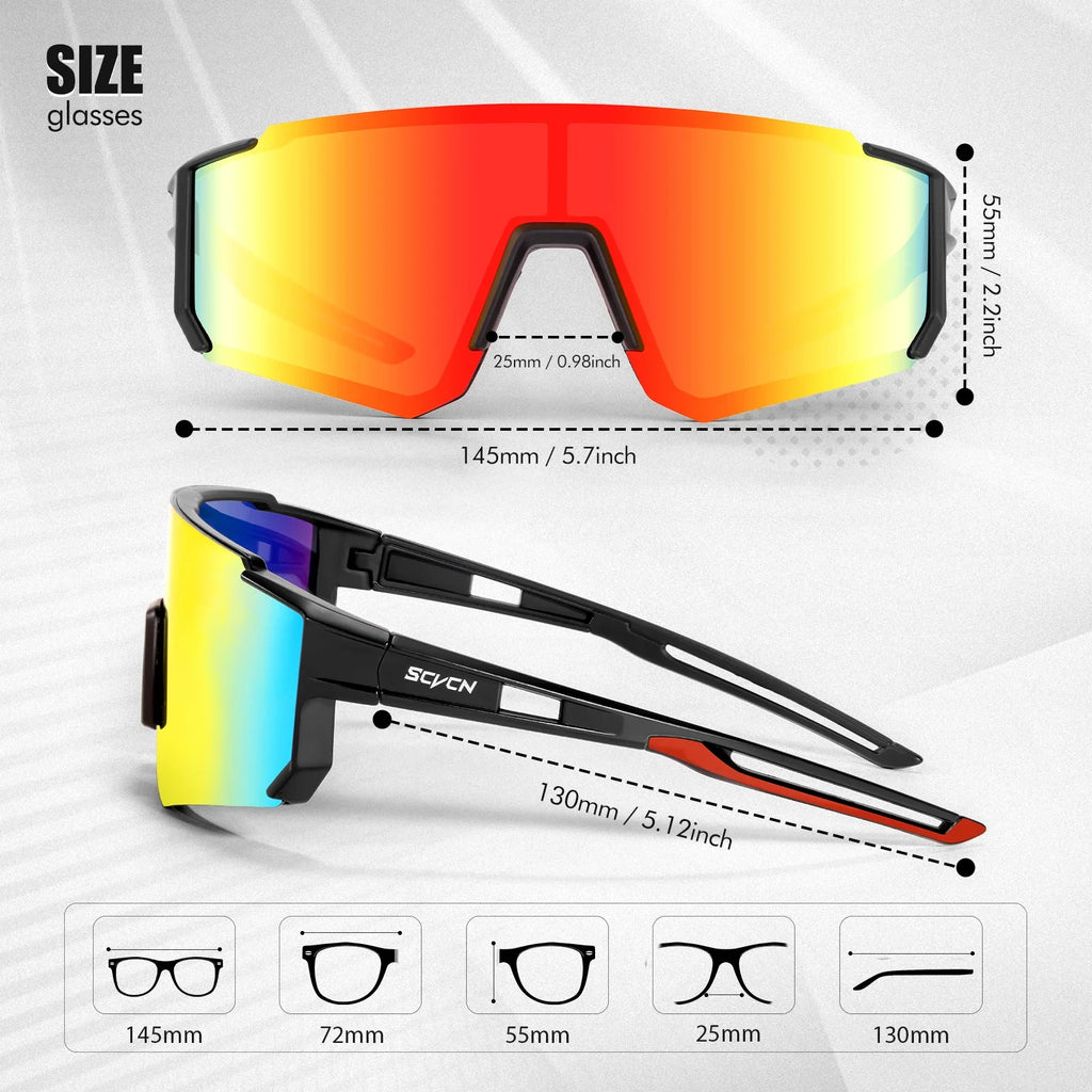 SCVCN Fashion Sunglasses for Men Women Sports Glasses Hiking Eyewear Outdoor Cycling  MTB Bike Mountain UV400 Skiing Goggles