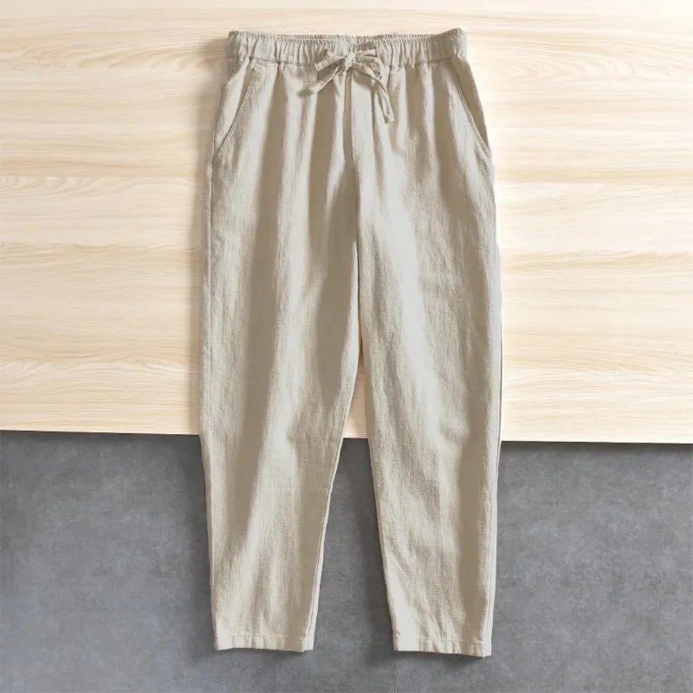 Men's Casual Pants Baggy Streetwear Men Joggers Cotton Linen Sports Trousers Long Straight Pants for Men