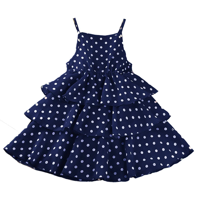 Princess Dress for Kids 4-12 Years Summer Polka Dot Cake Dress For Girls Formal Dresses Birthday Hosting Party Beach Vacation