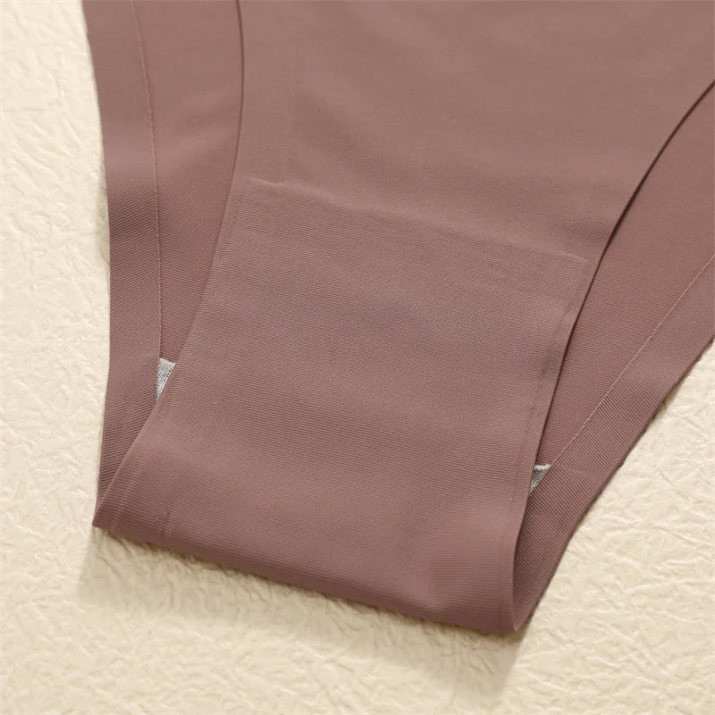 5PCS Seamless Underpants Women Ice Silk Thongs Sexy Low Waist Bikini T-back Female Solid Color Traceless G-String Panties XS-XL