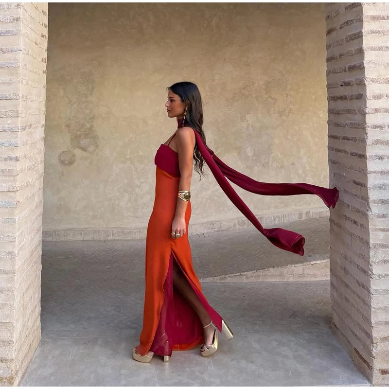 Solid Color Strapless Ribbon Women Summer Dress Sexy Sleeveless Backless High Waist Slim Maxi Vestidos 2026 Lady Vacation Outfit