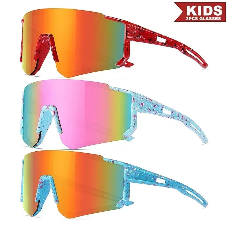 1PCS/3PCS Youth Baseball Sunglasses for Kids - UV400 Protection Lenses for Softball, Cycling & Sports (Boys & Girls)