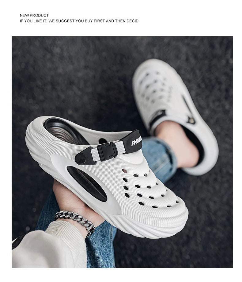 New Couple Models Hole Shoes Summer Women's Sandals Beach Lightweight Men's Slippers Baotou Waterproof Sandals Slippers Men