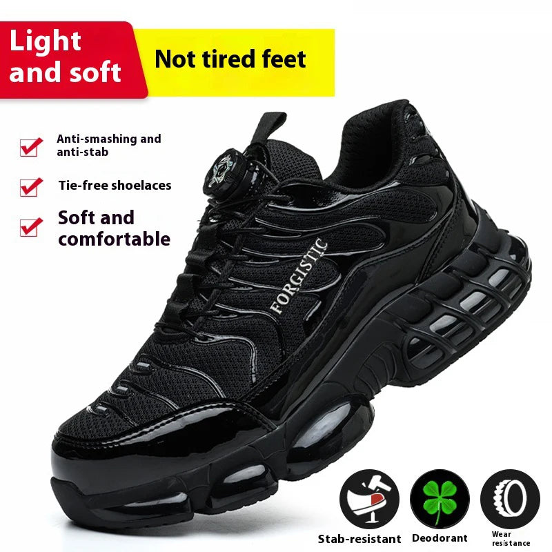 Men's Rotary Button Safety Shoes Anti-Impact Anti-Piercing Indestructible Work Shoes Fashionable Comfortable Safety Sneakers for