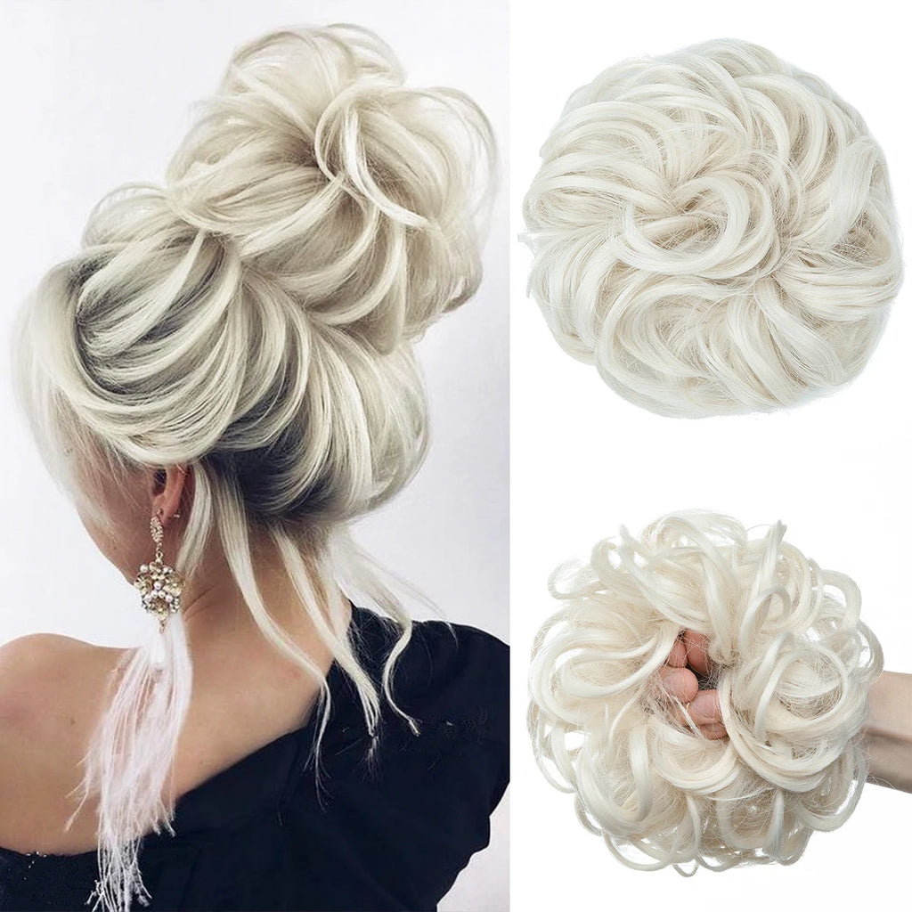 Synthetic Messy Hair Bun Extensions Big Curly Elastic Hair Scrunchies Hairpieces Chignon Donut Updo Hair Pieces for Women