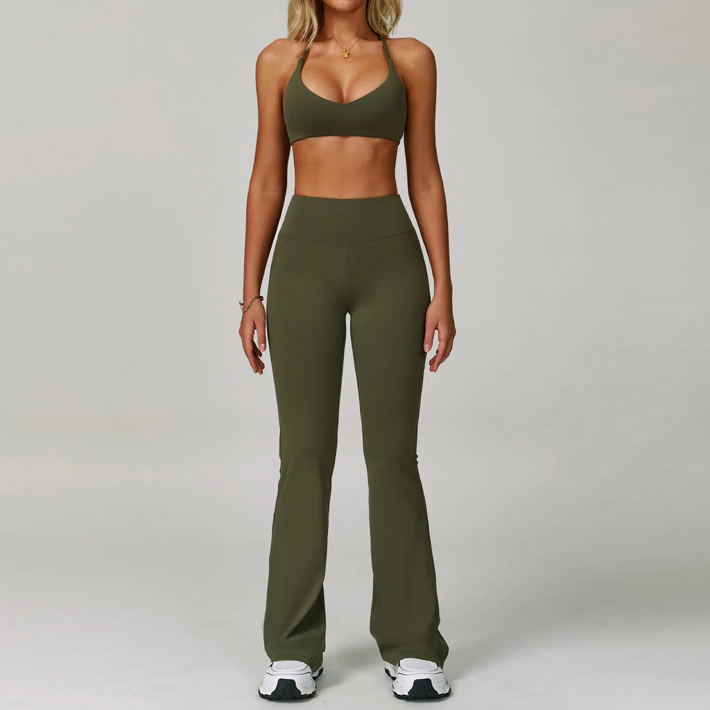 Hearuisavy Women's Running Comfort 2Pcs Sports Pants Set High Waist Push Up Workour Sportswear Casual Cycling Jogging Yoga Bras
