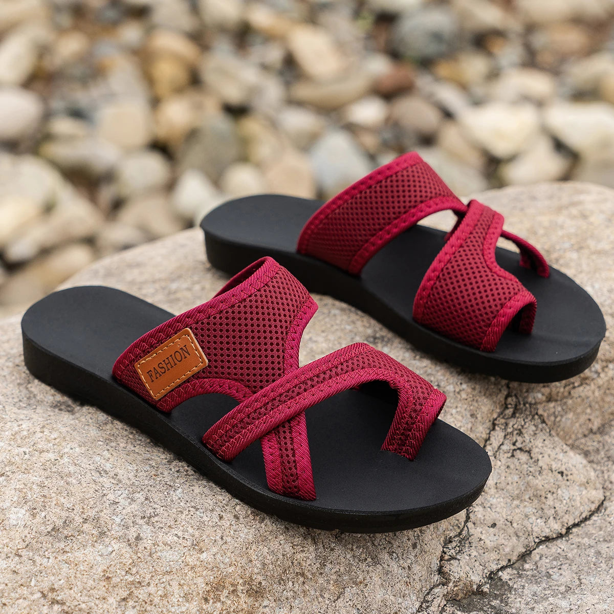 Women's Casual Sporty Sandals Breathable Comfortable Skin-Friendly Flat Bottom Slip-On Slippers