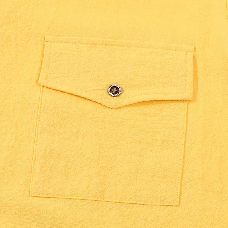 Men's Linen Casual Short Sleeve Shirt Lapel Collar Button Lightweight Breathable Summer Daily Beach Vacation Work Shirt for Men