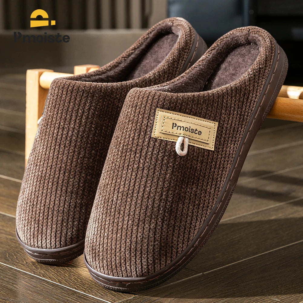 House Slippers for Men Warm Non Slip Indoor Knitted Memory Foam TPR Sole Cushion Home Shoes Winter Luxury Designer Comfort