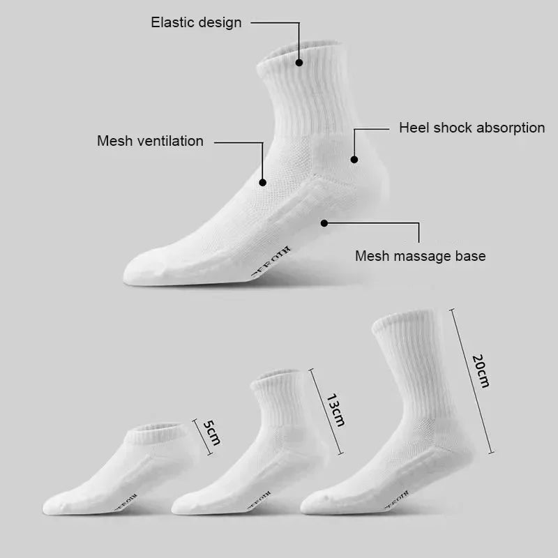 10pairs HLHYX Socks Men's Cotton Deodorant Winter Towel Bottom with Mid-tube White Stockings Thickened Sports Basketball Socks
