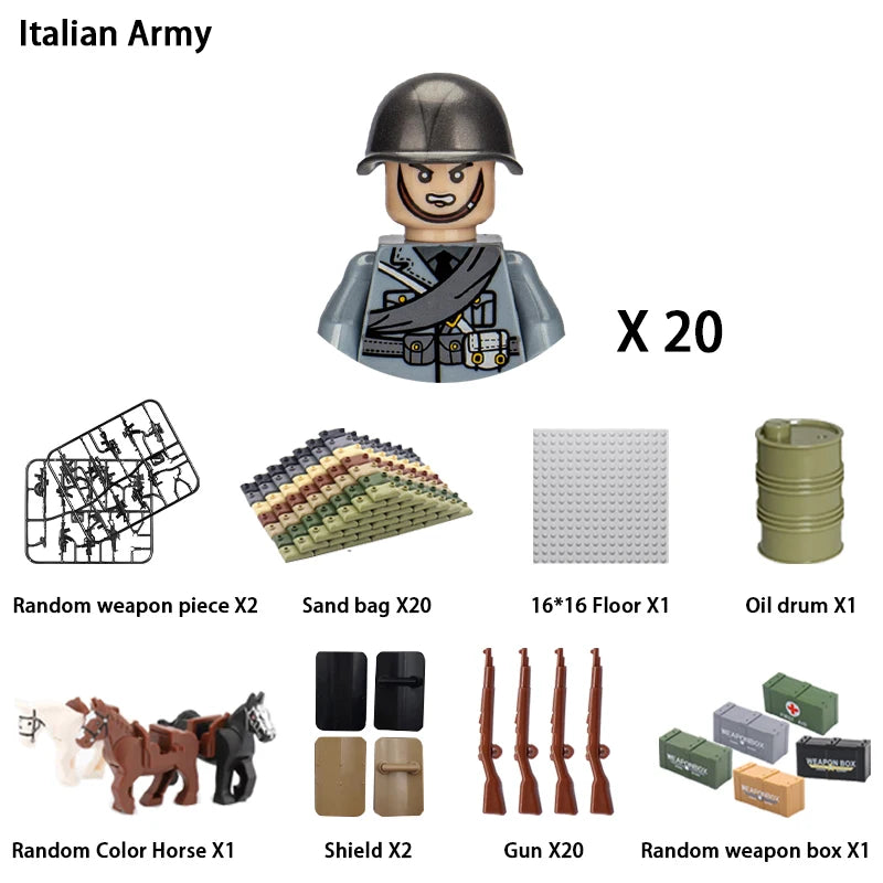 WWII Infantry Military Soldier War National Army Mini Gun Weapon Models Building Blocks Building Blocks Toys for Kids