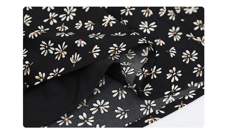 CHIC VEN New Women Dresses Long Sleeved Retro V-neck Black Floral Female Dress Elastic Waisted Lace Up Spring Summer 2026