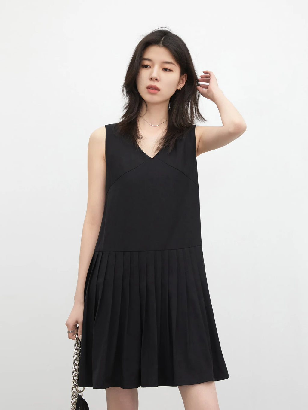 CHIC VEN Fashion Women Dresses Solid A Line Loose Casual V-neck Sleeveless Female Dress Mid-length Spring Summer 2026