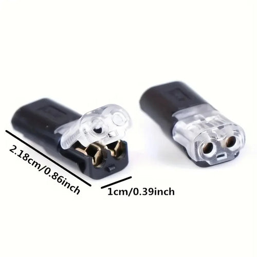 20/50/100 Pack of H2 2-Pin Pluggable Wire Connectors, Nylon Insulated Copper Quick-Connect Terminal Blocks, Suitable for Low-Voltage Cables, No Power Mode Required, No Electronic Components