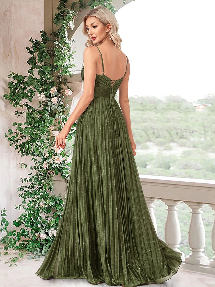 PrettyBirth Elegant A-line Evening Dresses Luxury Floor Lenght Backless Formal Deep V-neck Women Caicktail Wedding Party Gowns