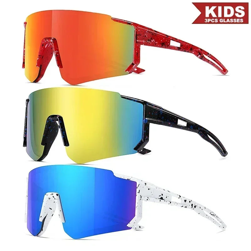 1PCS/3PCS Youth Baseball Sunglasses for Kids - UV400 Protection Lenses for Softball, Cycling & Sports (Boys & Girls)