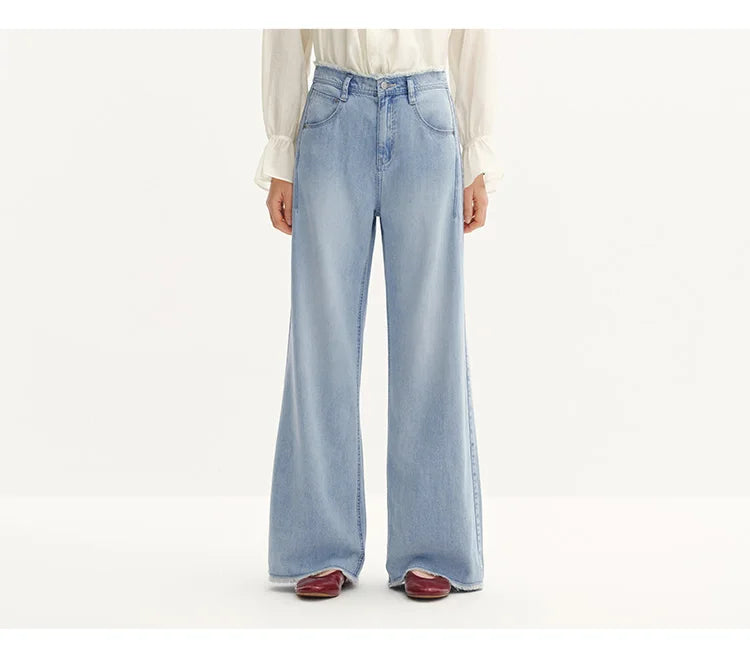 Semir Women Jeans Antibacterial 2026 Cooling Raw Hem Wide Leg Urban Casual Everyday Style Soft Comfortable Daily Wear Trendy