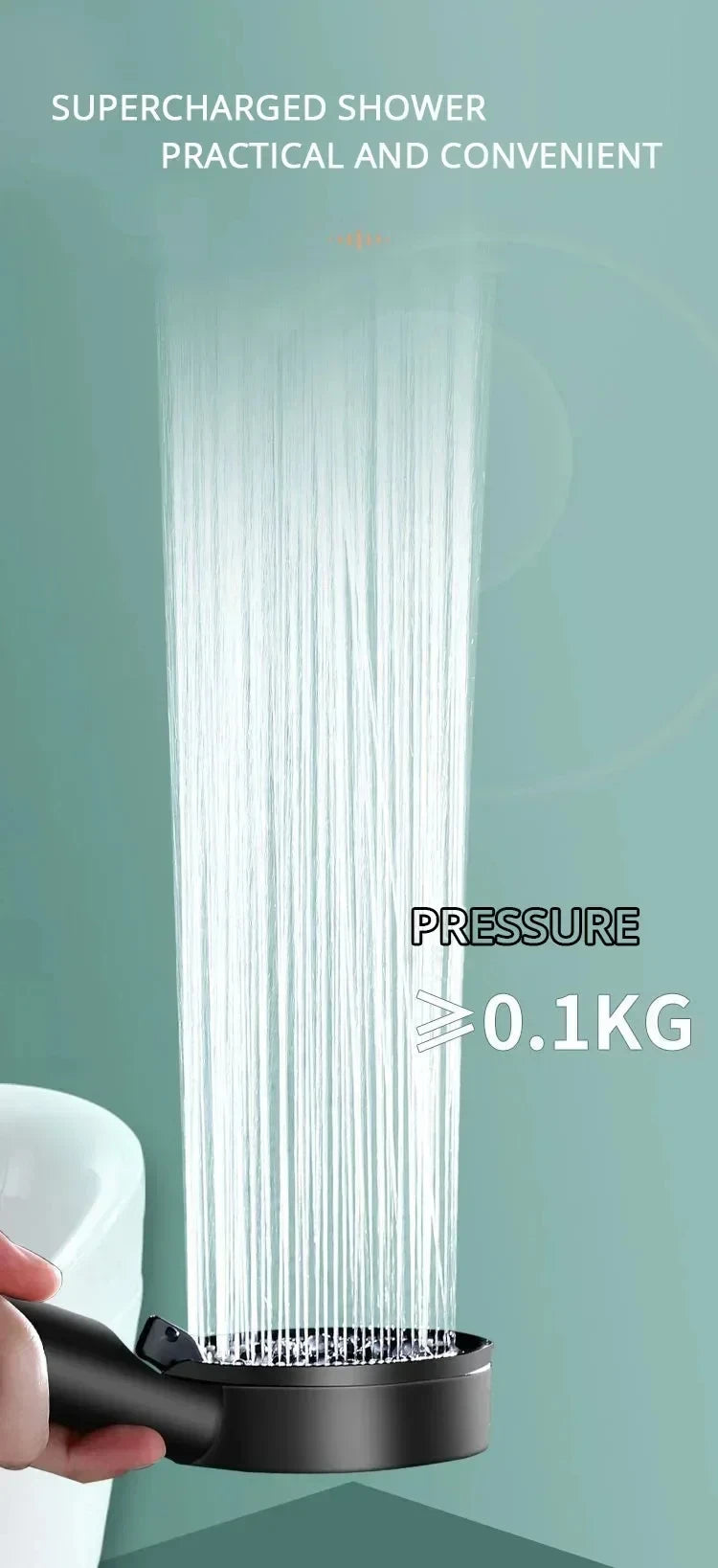Booster Shower Head 5 Modes Household Adjustable High Pressure Water Massage Shower Head Handheld Spray Shower Bathroom Supplies