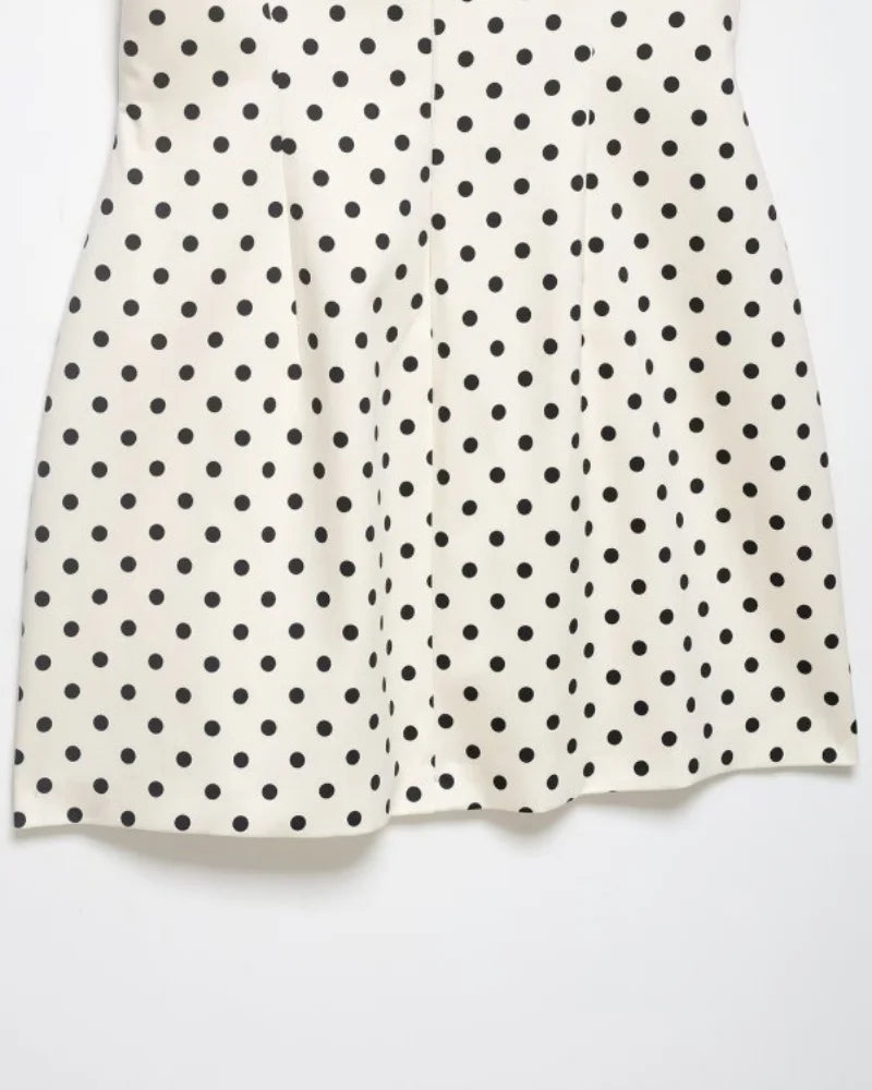 Cut Out Front Bow Tie Mini Dress, Women's Polka Dot Short Sleeve Bodycon Dress, Spring Summer Sexy Fashion Party Dress