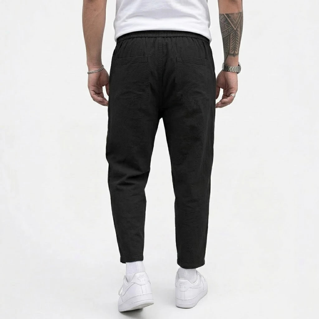Fashion Men's Linen Trousers Solid Color Casual Pants for Men Sport Breathable Baggy Pant Summer Beach Lightweight Cotton Pants