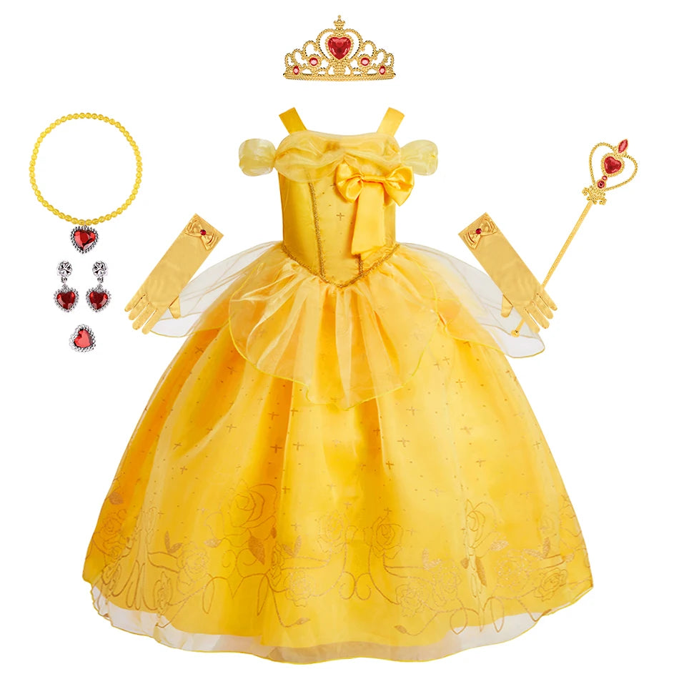 Little Girls Children Sleeveless Pink Dresses Children Summer Clothing Kids Princess Carnival Christmas Luxury Cosplay Dresses