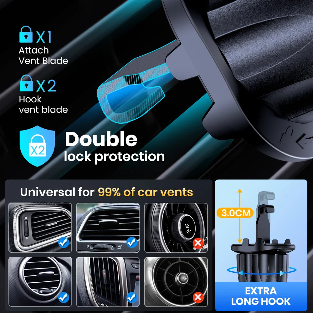 TOPK Car Phone Holder Air Vent Mount for Big Phones & Thick Cases | Hands-Free Clamp Cradle for iPhone, Samsung, All Smartphones