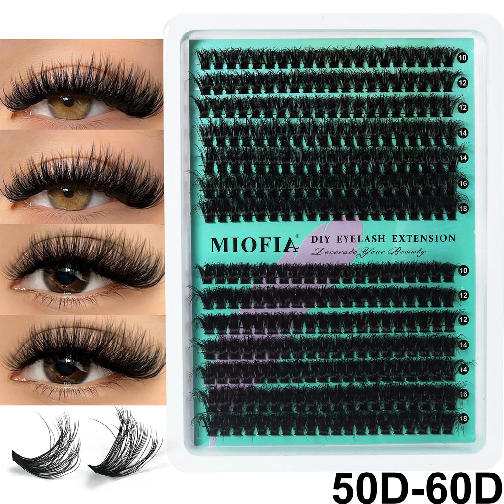 MIOFIA Wispy Thick Lashes Cluster 50D 80D 100D 150D Natural Fluffy False Eyelash Extension Cat Eye Lashes Mixed Tray Makeup
