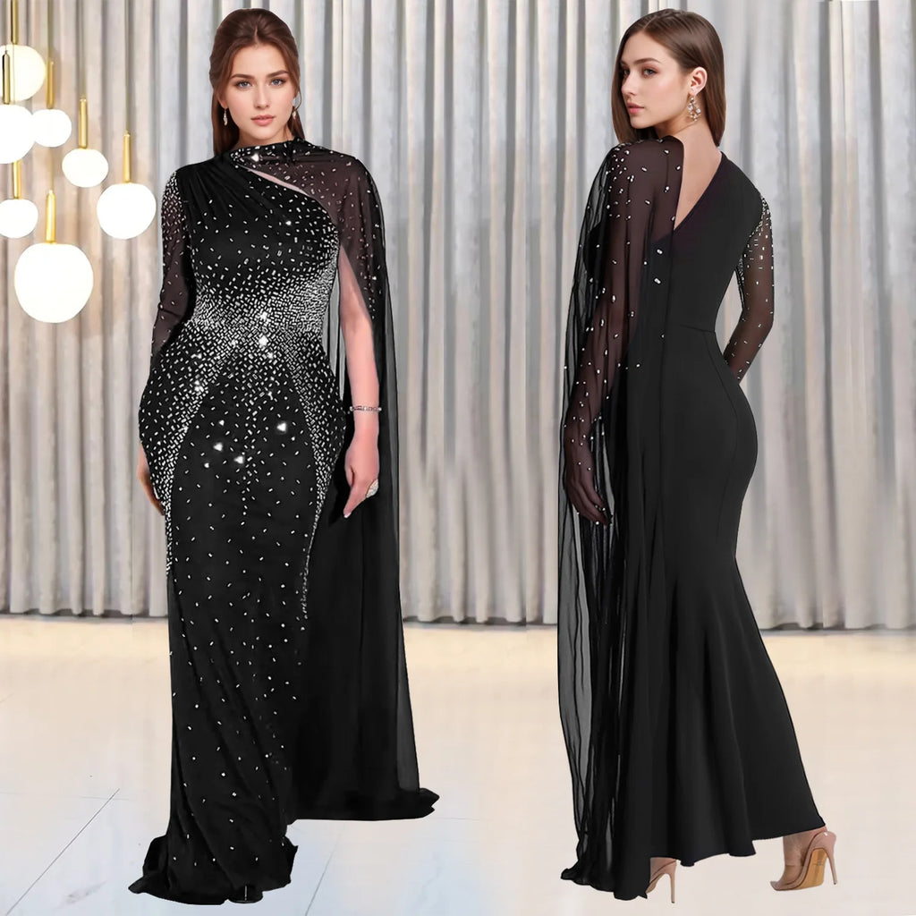 African Dresses For Women 2025 New Elegant Africa Clothing Turkey Wedding Party Long Dress Luxury rhinestone party dress Outfits