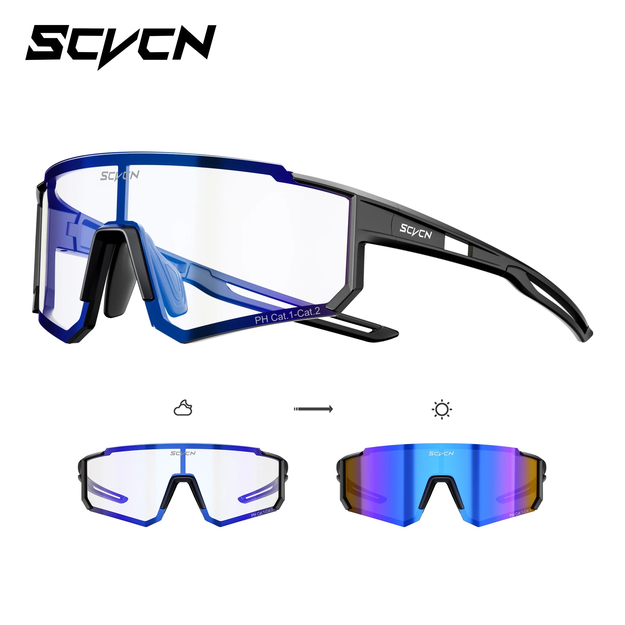 SCVCN Photochromic Hiking Eyewear Cycling Glasses Sports Sunglasses for Women Outdoor Road  MTB Bike Glasses UV400 Men Windproof