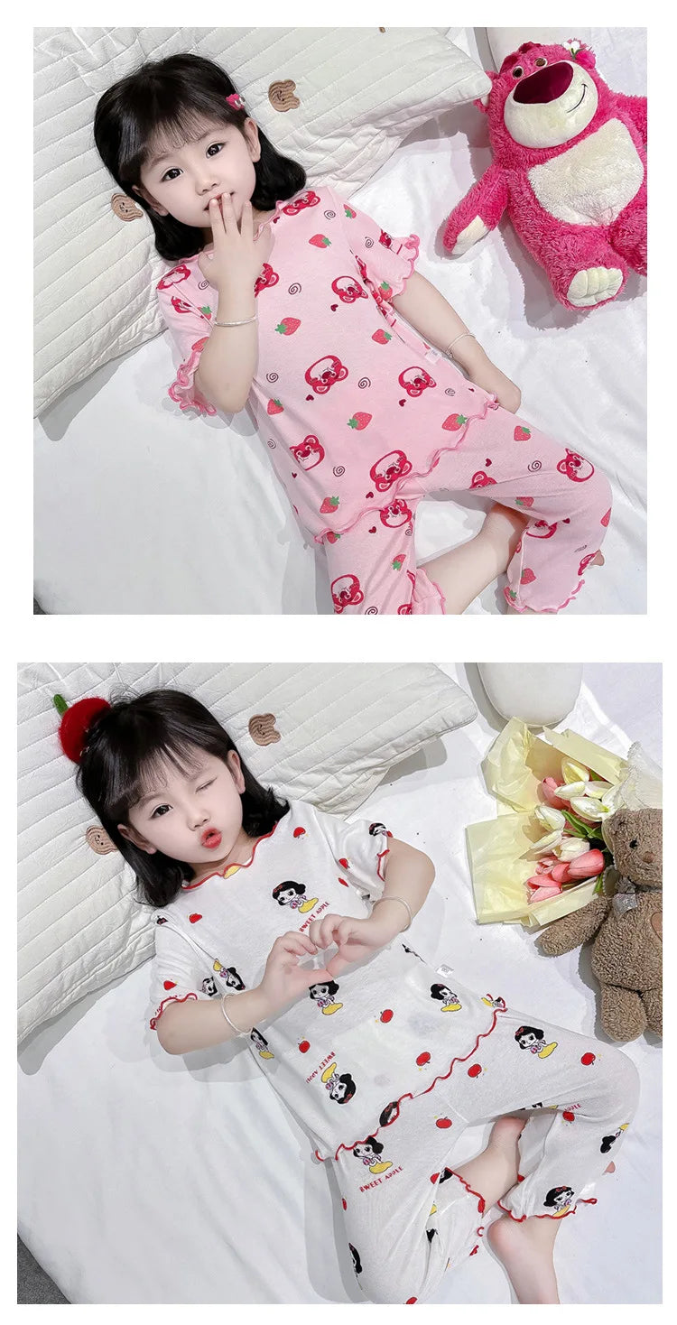 Baby Pajamas Sets Cotton Child Pajamas Toddler Summer Sleeveless Baby Nightwear Pyjamas Kids Cartoon Homewear Clothes