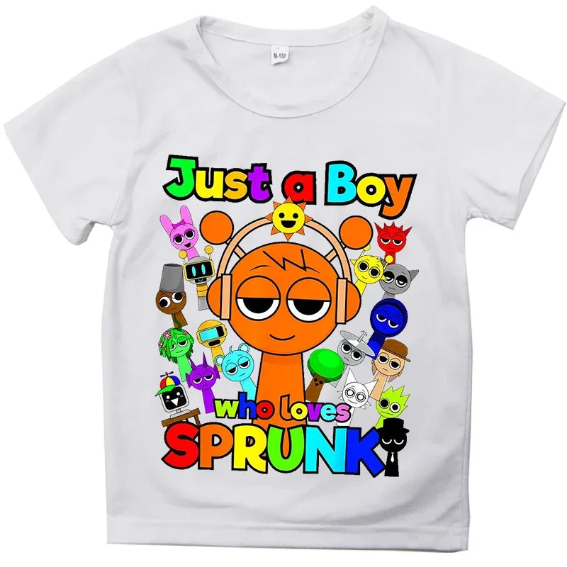 Summer Game Sprunki Incredibox Cartoon Print Cotton Kids T-Shirts Boys Casual Short Sleeve Baby Girls Clothes Children Tee Tops