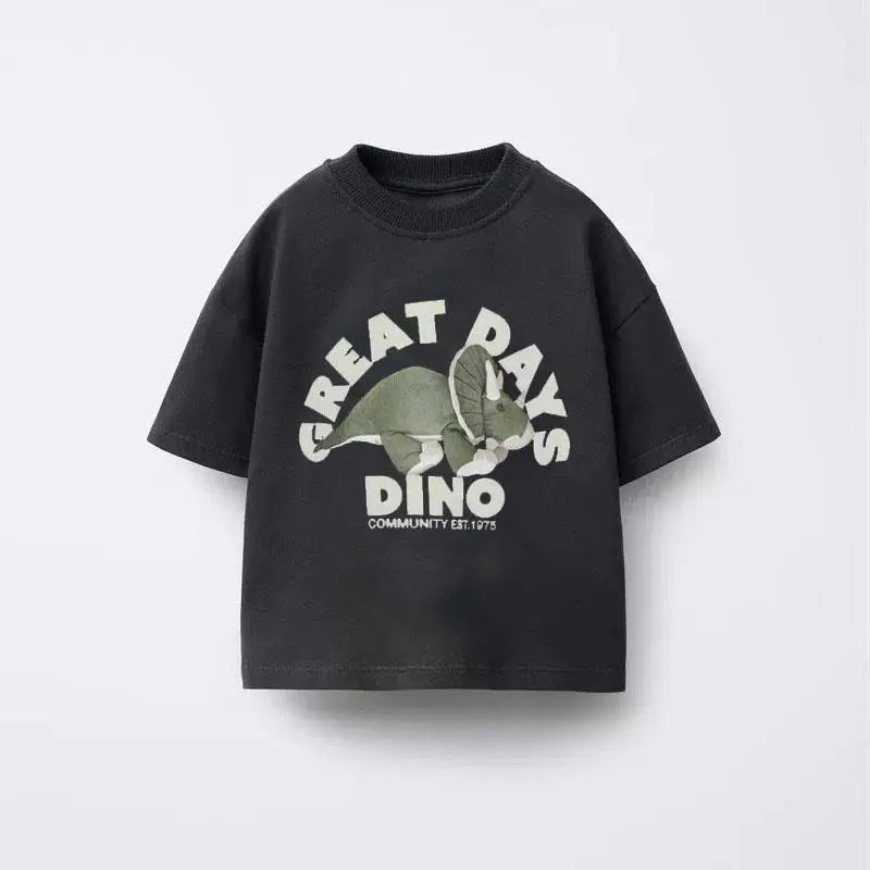 Animal Pattern Boys Clothes T-shirt Summer New Simple Fashion Short Sleeve Tops Kids Tees Round Collar Print Children's T Shirts