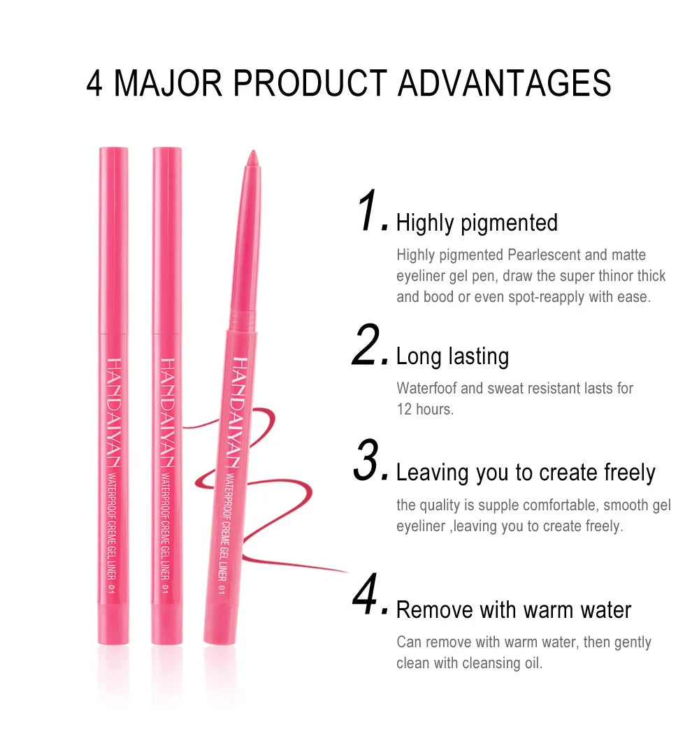 Waterproof Creamy Eyeliner Pencil Set Long Lasting Smooth Gel Professional Eye Makeup Vibrant Colors Kit