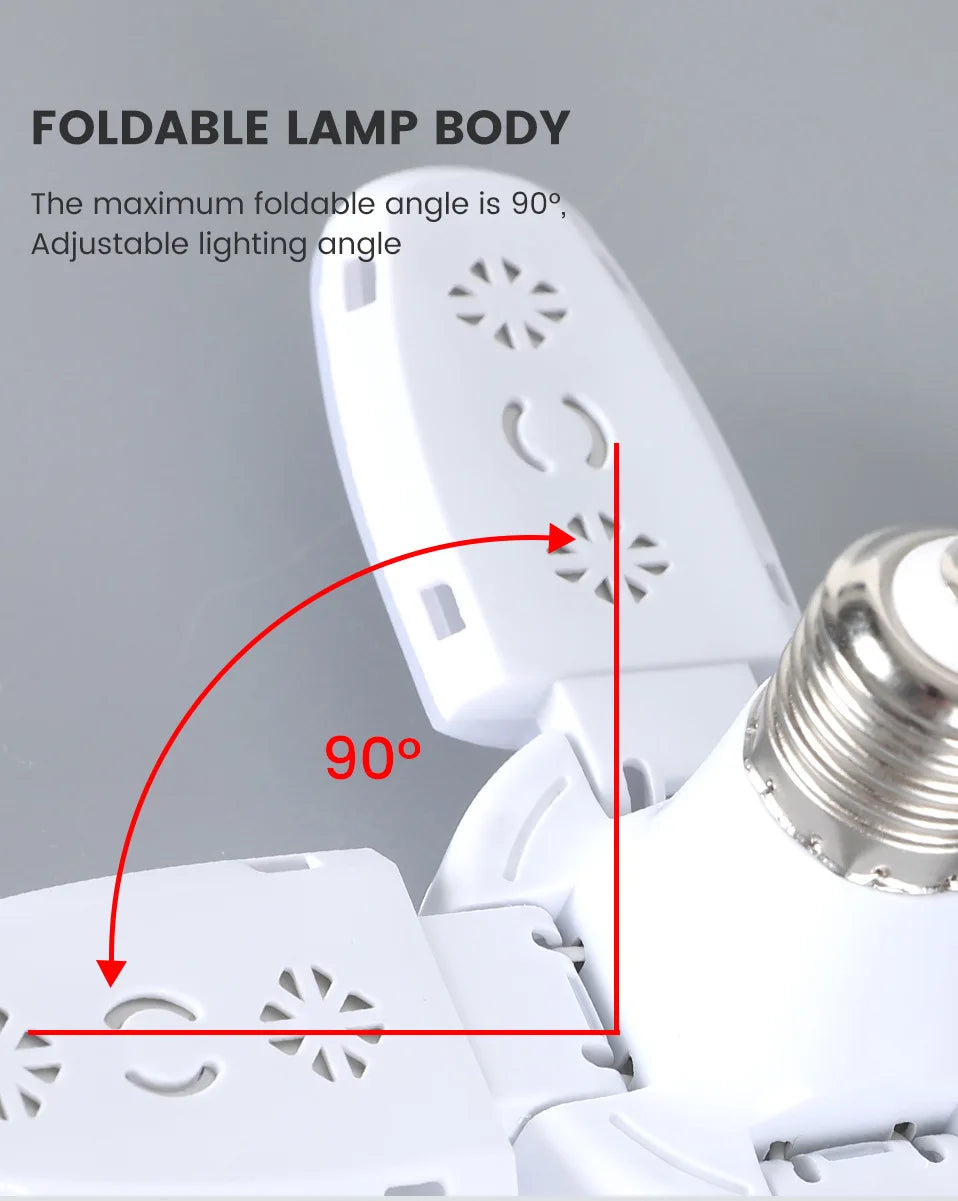 E27 Fan Shape Foldable LED Bulb AC220V/110V Deformation for Home Ceiling Light Warehouse and Garage White Light6500K Bulb