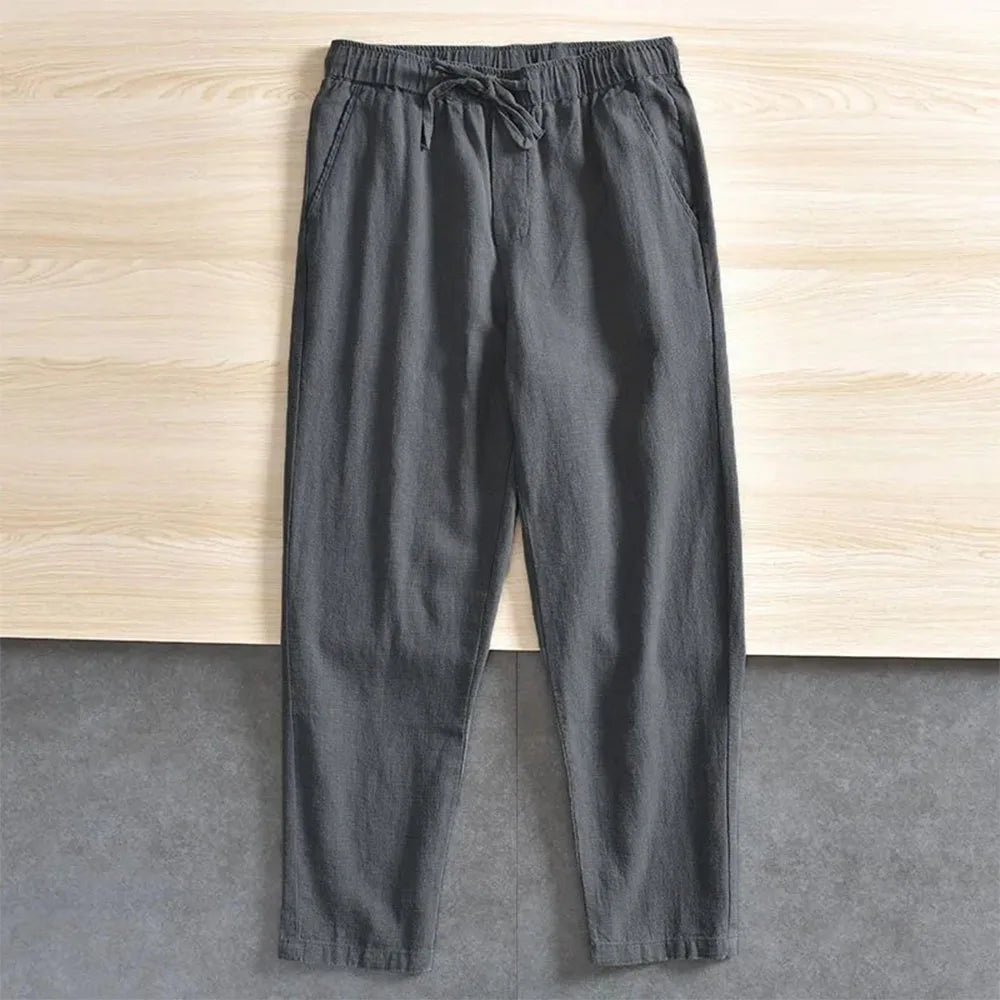Men's Casual Pants Baggy Streetwear Men Joggers Cotton Linen Sports Trousers Long Straight Pants for Men