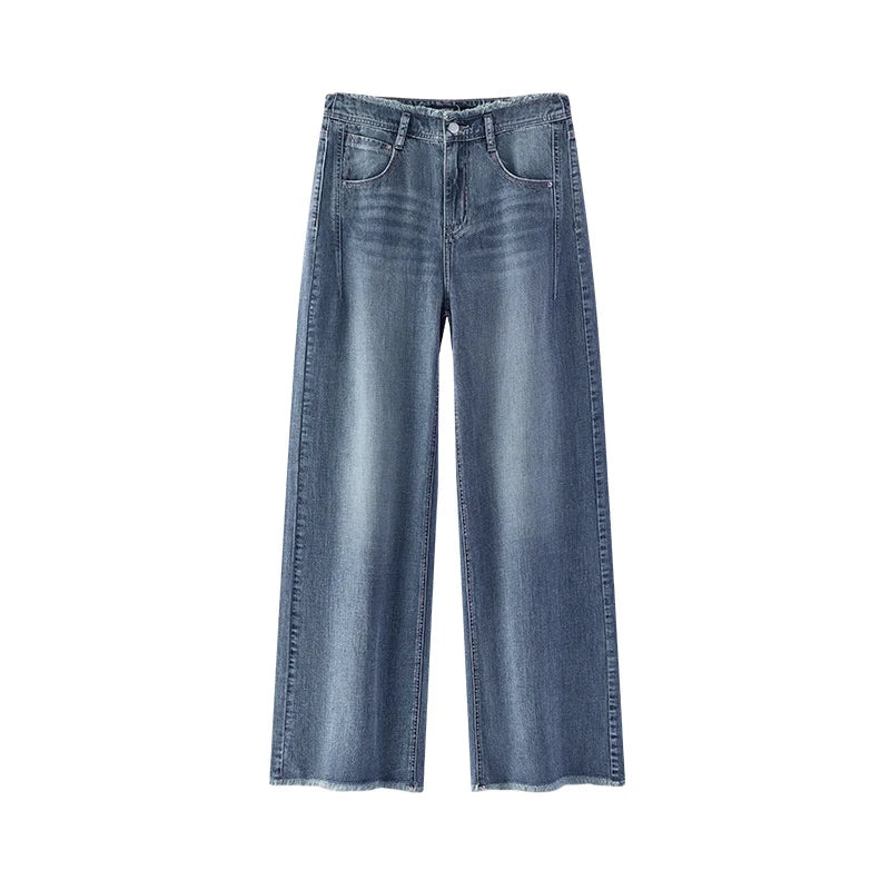 Semir Women Jeans Antibacterial 2026 Cooling Raw Hem Wide Leg Urban Casual Everyday Style Soft Comfortable Daily Wear Trendy